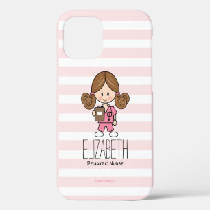 Pink Scrubs Nurse Brunette iPhone 12 Case