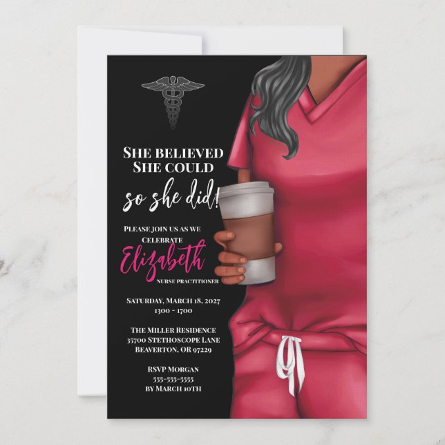 Pink Scrubs Nursing School Graduation Invitation (Front)
