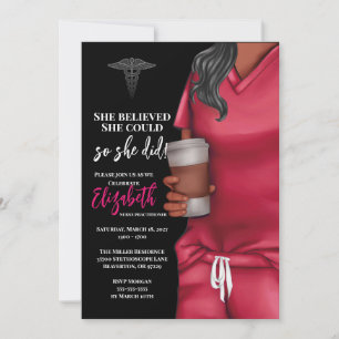 Pink Scrubs Nursing School Graduation Invitation
