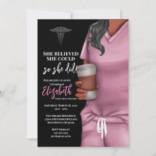 Pink Scrubs Nursing School Graduation Invitation