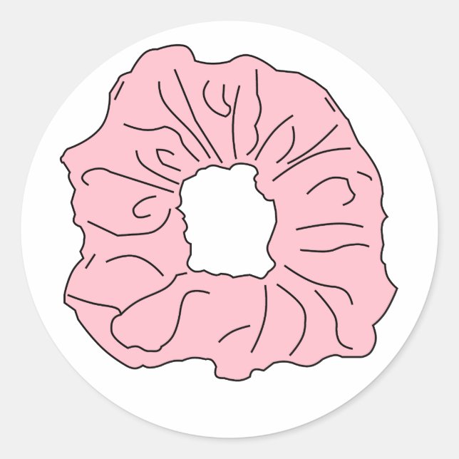 pink scrunchie classic round sticker (Front)