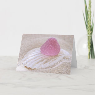 Pink sea glass gumdrop card