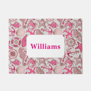 Pink Sea Pattern   Add Your Name Doormat