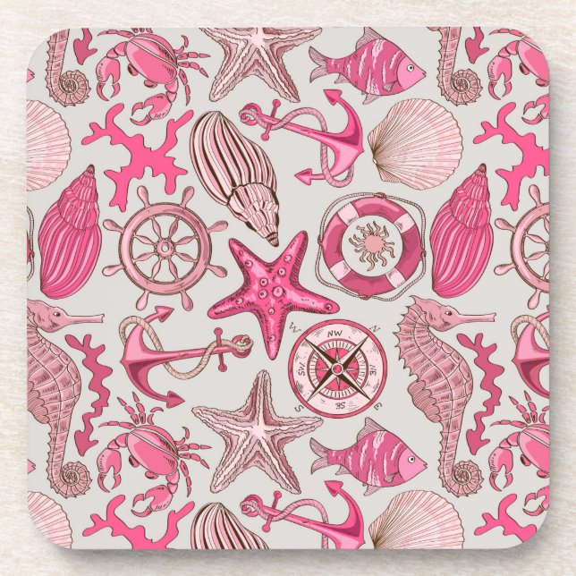 Pink Sea Pattern Coaster (Front)