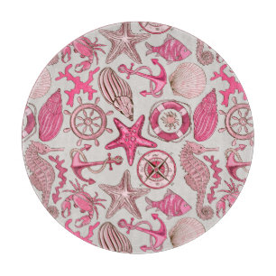 Pink Sea Pattern Cutting Board