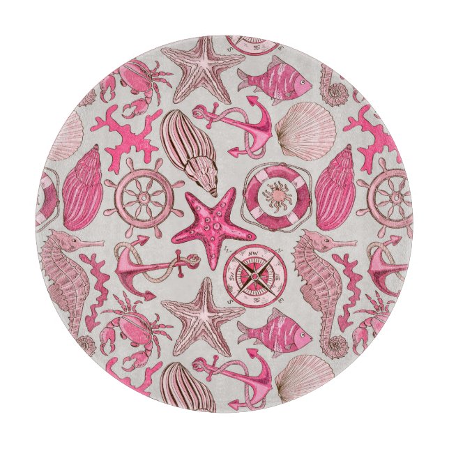 Pink Sea Pattern Cutting Board (Front)