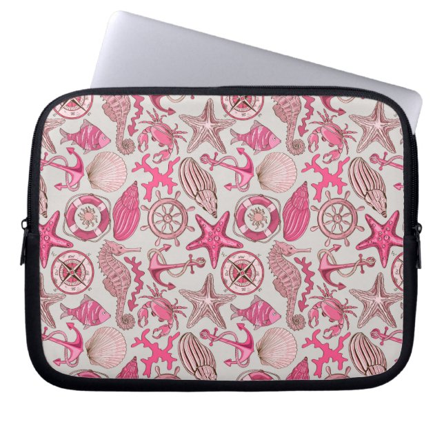 Pink Sea Pattern Laptop Sleeve (Front)