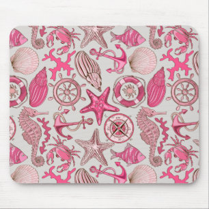 Pink Sea Pattern Mouse Mat
