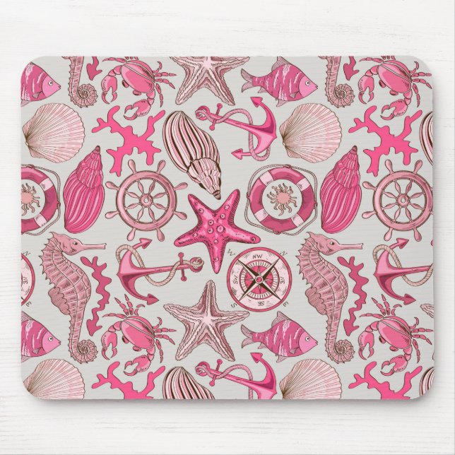 Pink Sea Pattern Mouse Mat (Front)