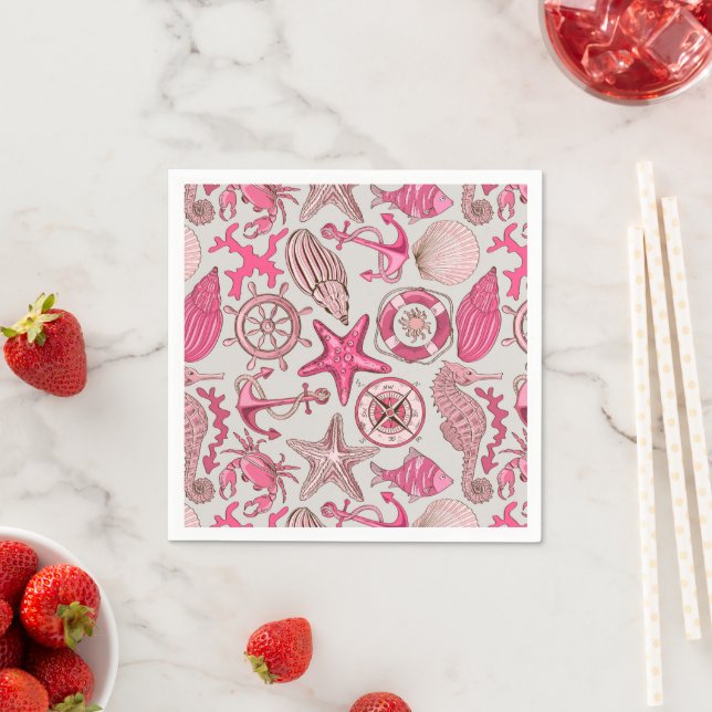 Pink Sea Pattern Napkin (Insitu)