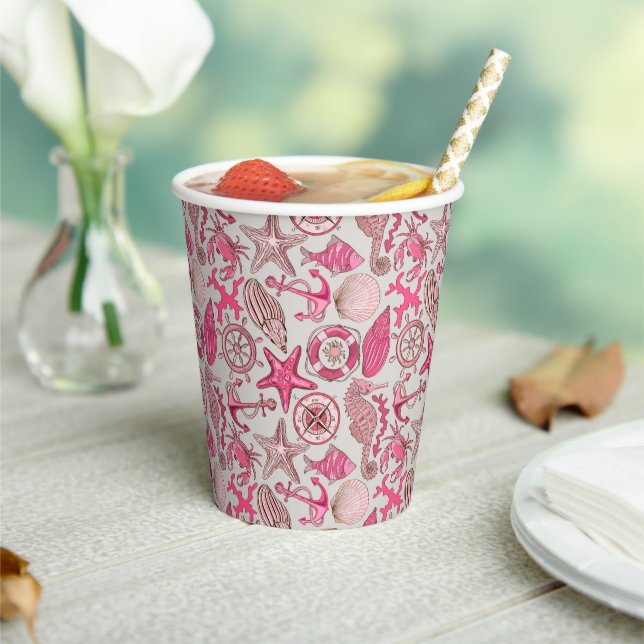 Pink Sea Pattern Paper Cups (Insitu)