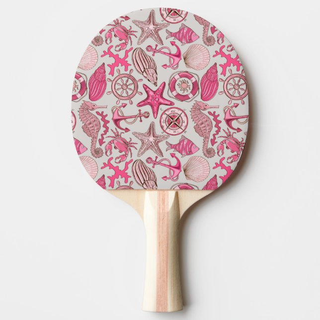Pink Sea Pattern Ping Pong Paddle (Front)
