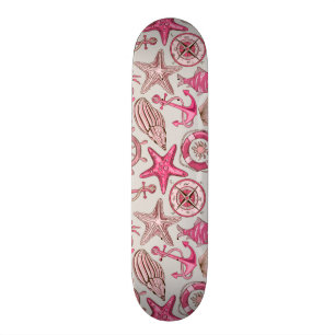 Pink Sea Pattern Skateboard