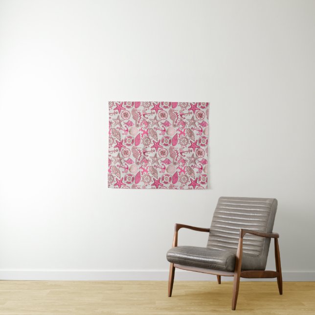 Pink Sea Pattern Tapestry (In Situ (Horizontal))