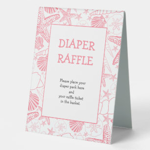 Pink Sea Shells diaper raffle table sign