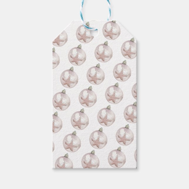 Pink Sea Star Ornaments Pattern Gift Tag (Front)