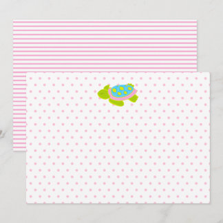 Pink Sea Turtle Note Card Stationery