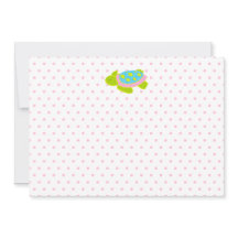 Pink Sea Turtle Note Card Stationery