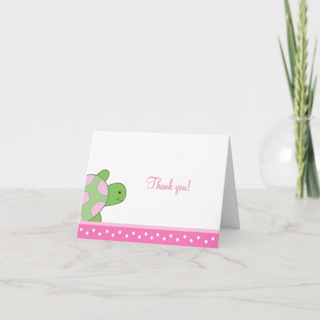 Pink Sea Turtle seaturtle Folded Thank you notes (Front)