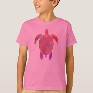 PINK SEA TURTLE with HEARTS T SHIRT
