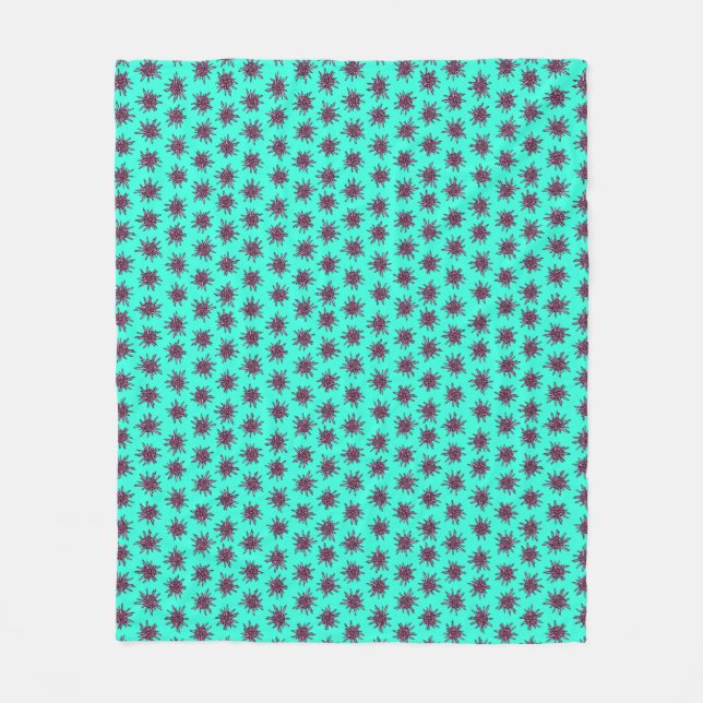 Pink Sea Urchins Aquamarine Fleece Blanket (Front)