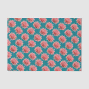 Pink Sea Urchins on Teal Tissue Paper
