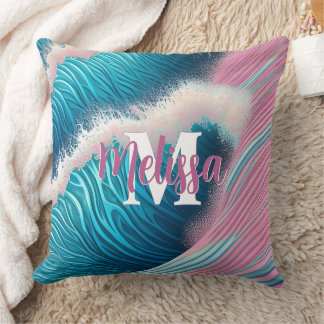 Pink sea water Monogram Cushion