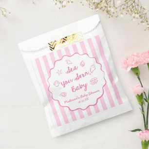 Pink Sea You Soon Baby Coastal Baby Shower Favour Bags