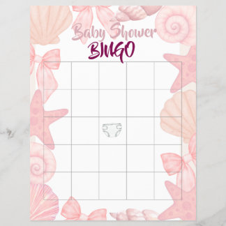 Pink Sea You Soon Baby Shower Bingo Flyer