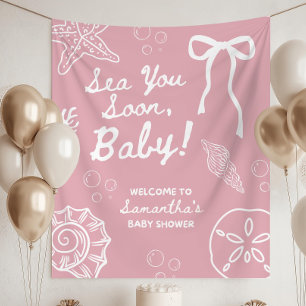 Pink Sea You Soon Baby Shower Decorations, Deep Se Tapestry