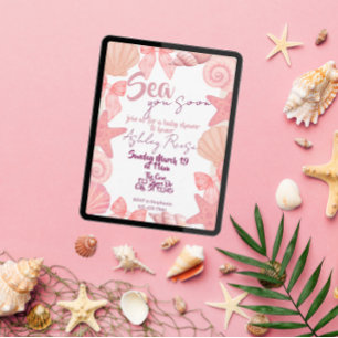 Pink "Sea you soon" Baby Shower Invitation
