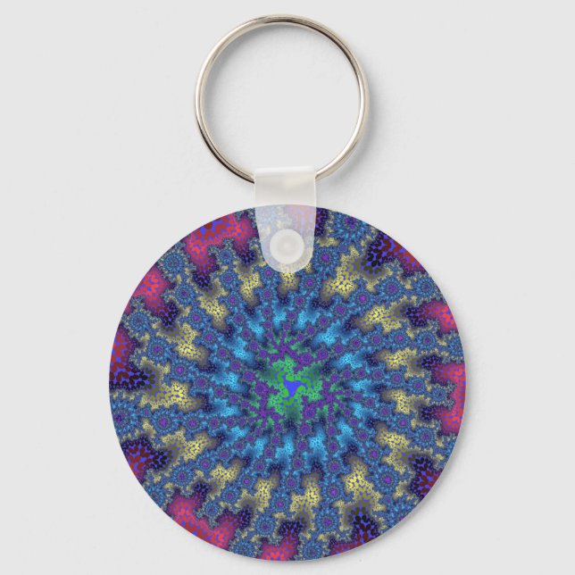 Pink Seafoam Burst Key Ring (Front)