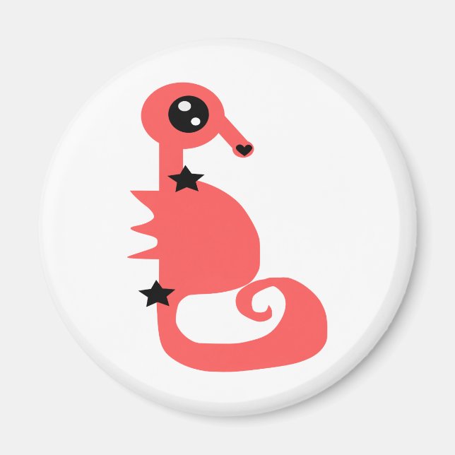Pink Seahorse of Love and Stars Magnet (Front)
