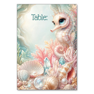 Pink Seahorse Under the Sea Table Assignment Guest Number