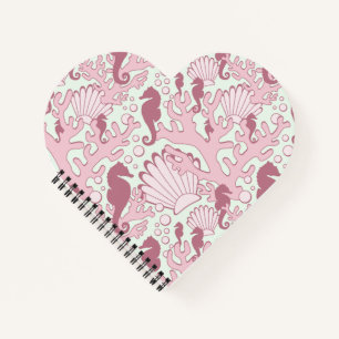 Pink Seahorses Heart Shaped Notebook
