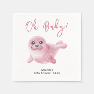 Pink Seal Baby Shower Napkin