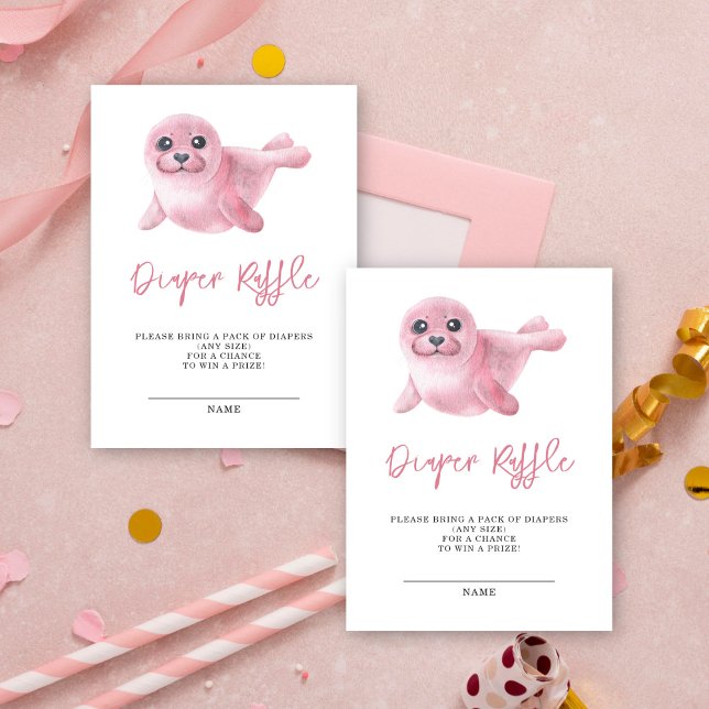 Pink seal - diaper raffle enclosure card (Creator Uploaded)