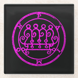 Pink Seal of Paimon Demonology Sigil Glass Coaster
