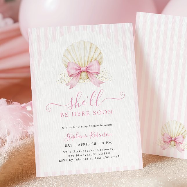 Pink Seashell Baby Shower Invitation (Creator Uploaded)
