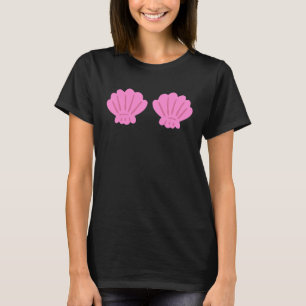 Pink Seashell Bra Mermaid Costume Halloween Women  T-Shirt