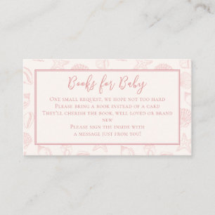 Pink Seashell Coastal Baby Shower Books For Baby Enclosure Card