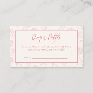 Pink Seashell Coastal Baby Shower Diaper Raffle Enclosure Card