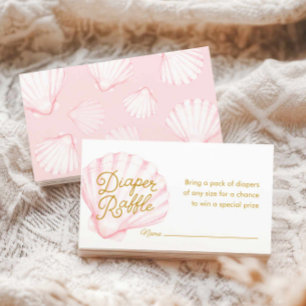 Pink Seashell Diaper Raffle Ticket Enclosure Card