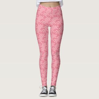 Pink Seashell Mermaid Scale Leggings Yoga Pants