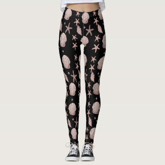  Pink Seashell Pattern – Beach Vibes Summer Design Leggings