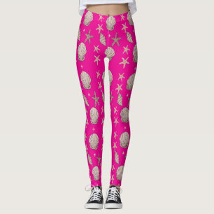 Pink Seashell Pattern – Beach Vibes Summer Design Leggings