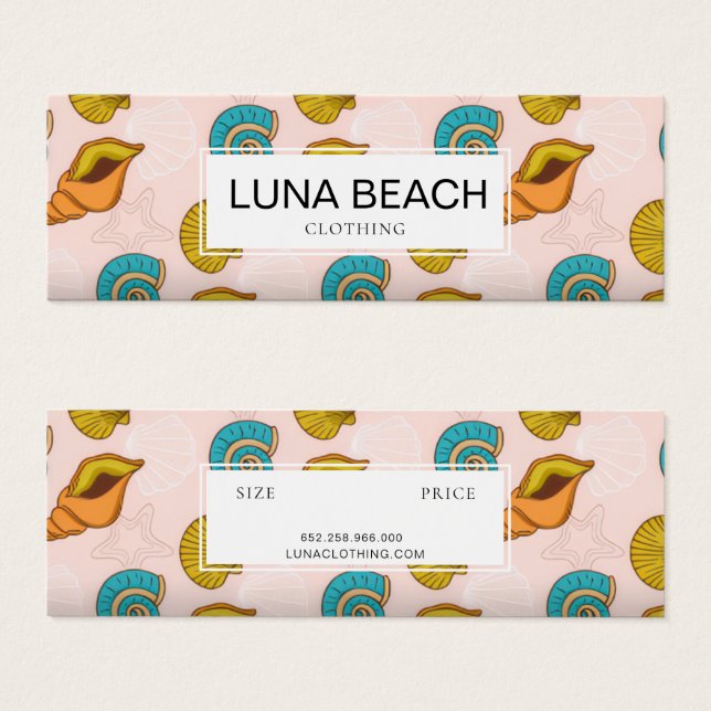 pink Seashell Pattern Clothing Label Hang Tag  (Front & Back)