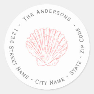 Pink Seashell Return Address Label