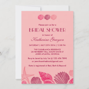 Pink Seashells Invitation for Summer Wedding
