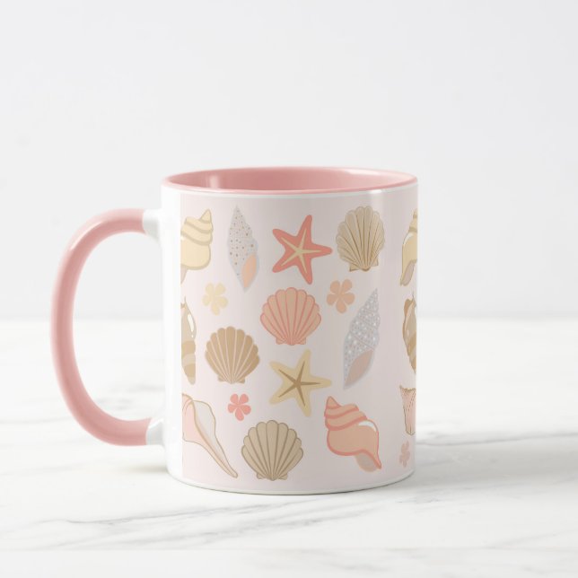 Pink Seashells Pattern Mug (Left)